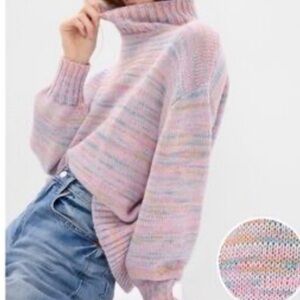 GAP Pastel/ multicolored Cashsoft Mockneck Sweater large